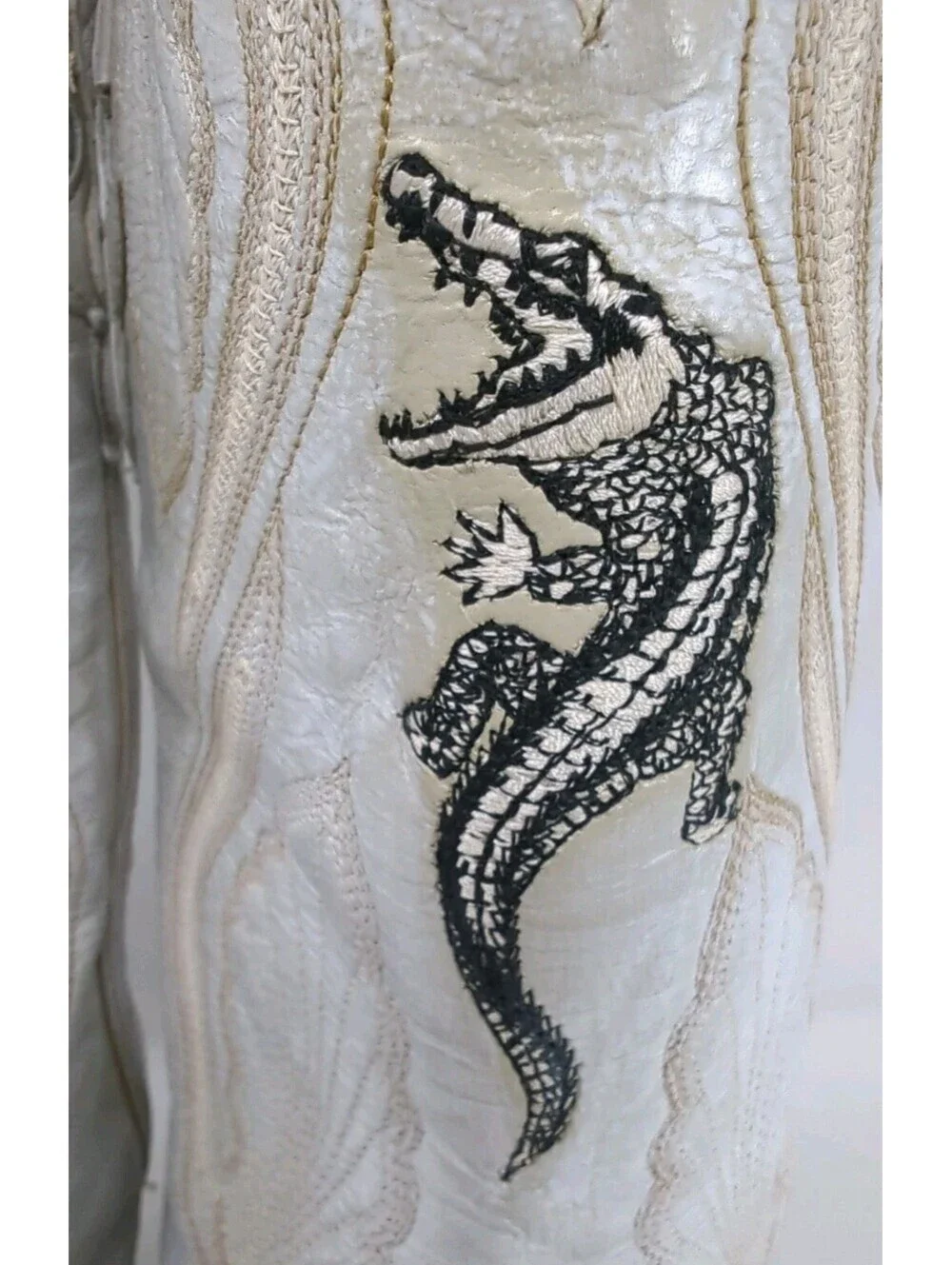 Exotic Caiman Hornback Crocodile Cowboy Boots IVORY BONE WHITE Western Mens 9.5